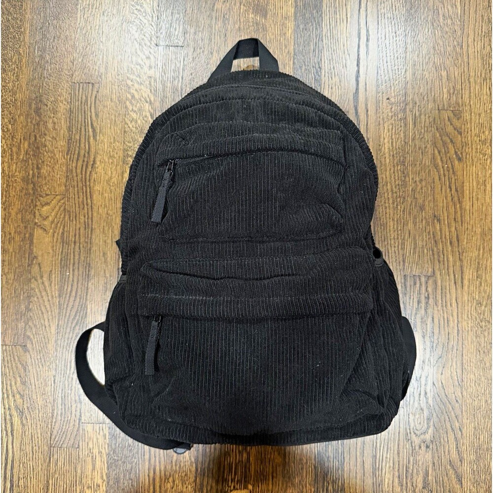 black corduroy backpack daypack unisex